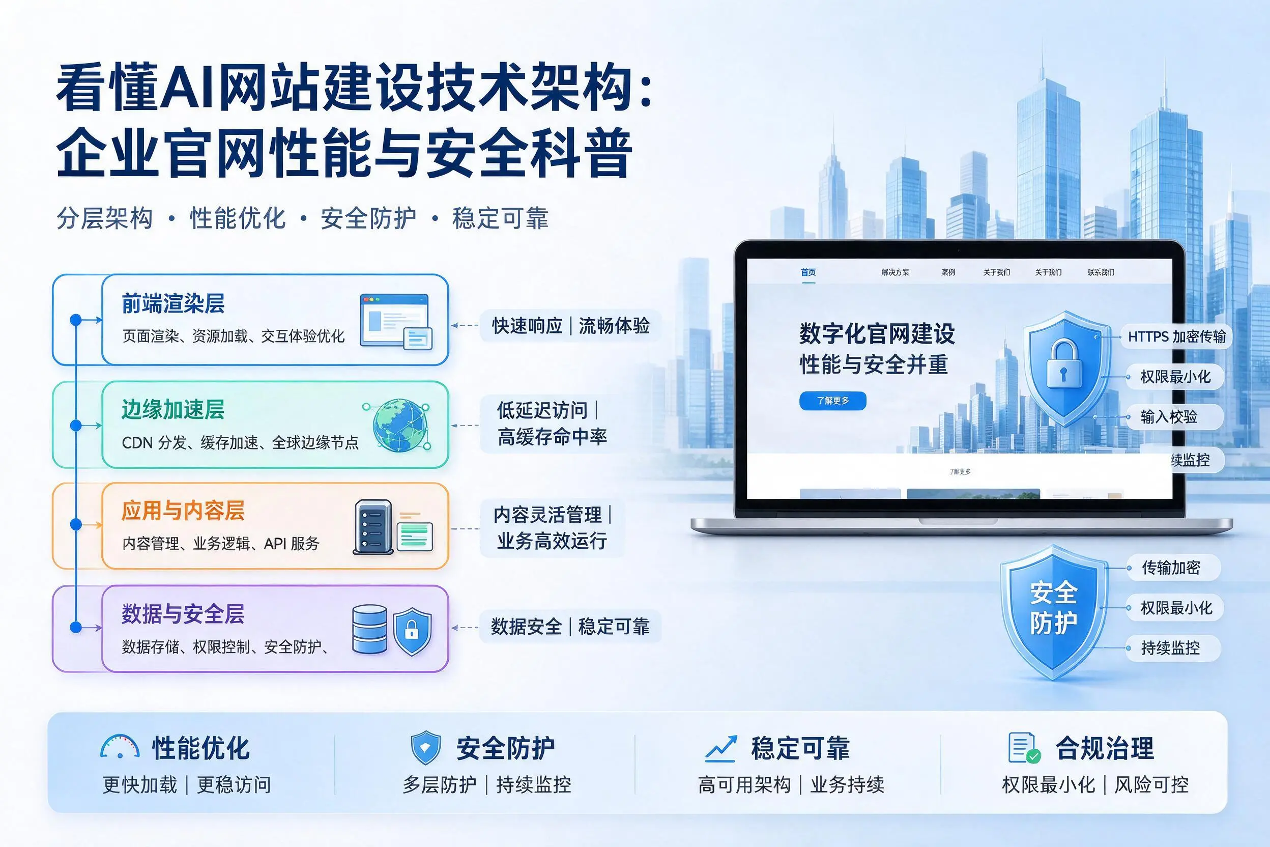 看懂AI网站建设技术架构：安康企业官网性能与安全科普