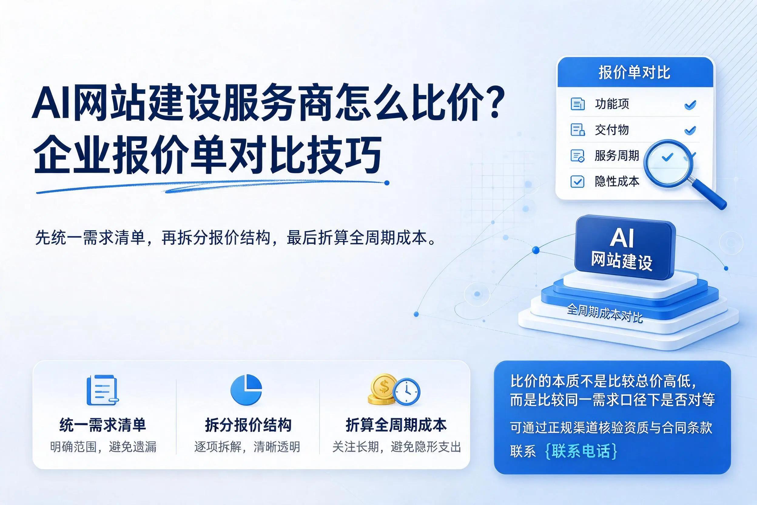 AI网站建设服务商怎么比价？安康企业报价单对比技巧